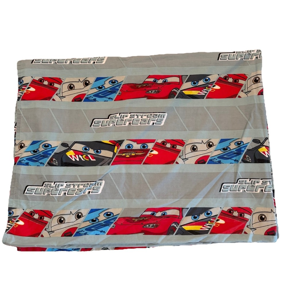 Disney Pixar Cars 2 Twin Flat Sheet 66x96 Flip Stream Surfers Lightning McQueen